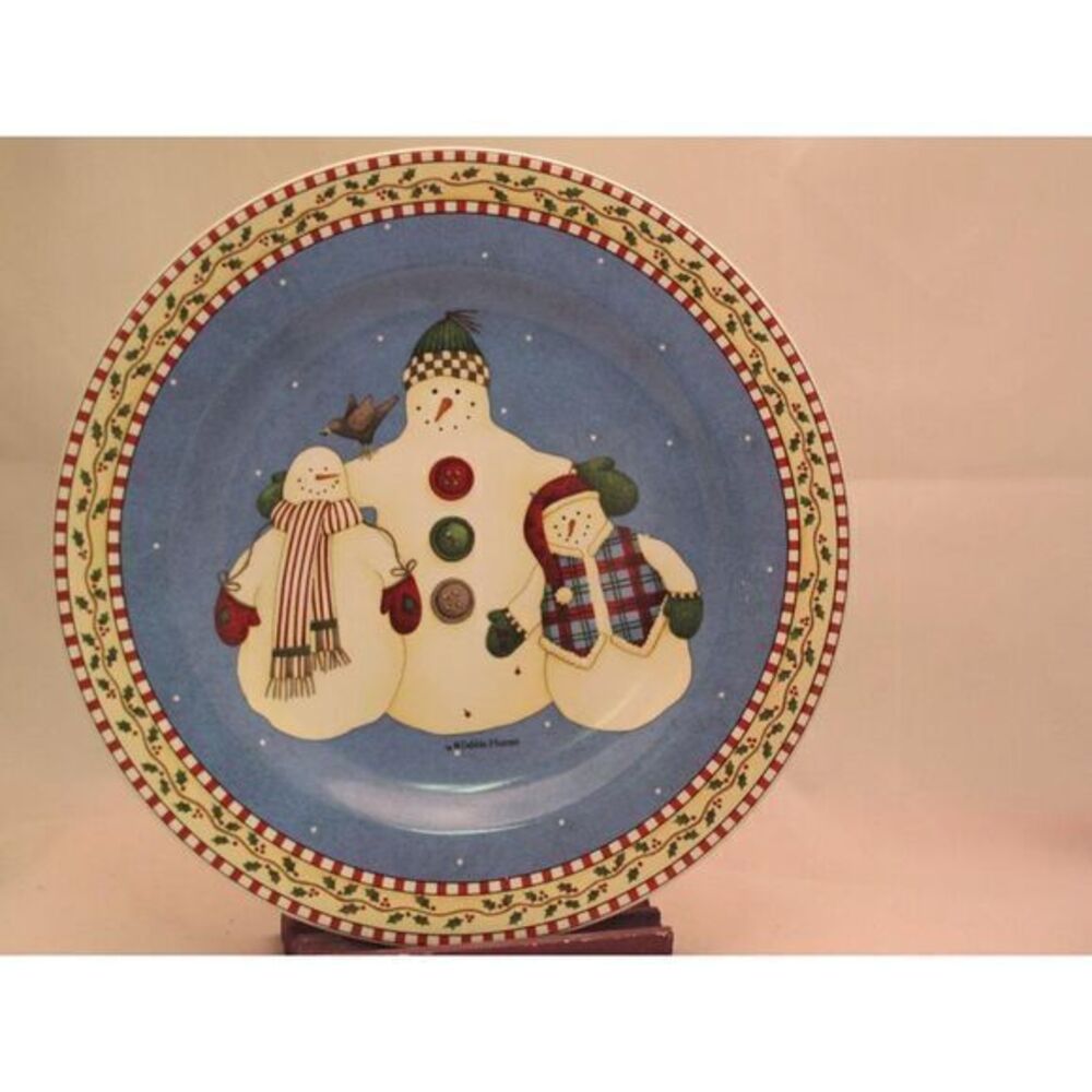 Sakura‎ Debbie Mumm Jolly Snowmen Salad Plate Snowman Friends Buddies